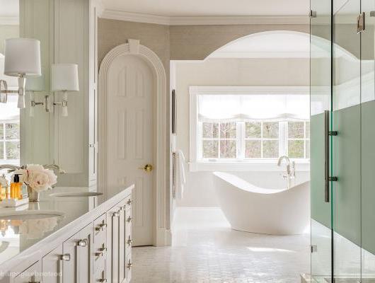 High-end master bath custom designed by Betsy Bassett Interiors